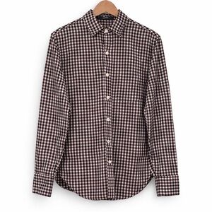Levi’s Plaid Button Down Shirt Mens Medium Navy Burgundy 100% Cotton Long Sleeve